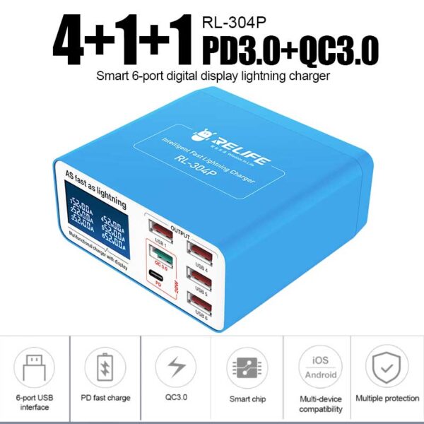 Relife Rl-304p 6 Port Usb Charger