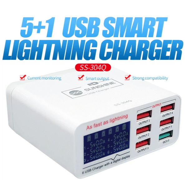 Sunshine SS-304Q 6 Port Intelligent USB Fast Charger