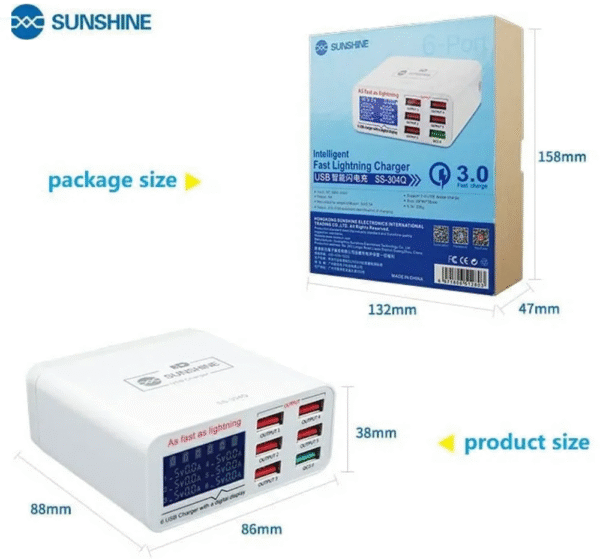 Sunshine SS-304Q 6 Port Intelligent USB Fast Charger - Image 4
