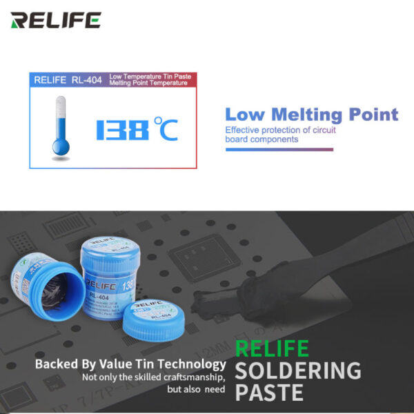 Relife RL-404 40g 138°C Low-Temperature Melting Point Lead-free Tin Paste for Mobile Phone BGA Repair - Image 4