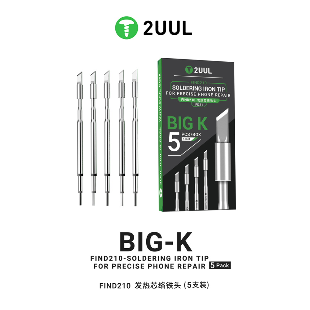2uul fd21 c210 big k soldering iron tip 5 pack