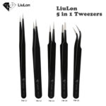 liulon 5in1 anti static stainless steel tweezer set