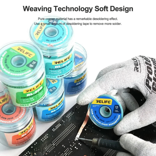 Relife Rl-20B 3015 3.0mm 1.5m Soldering Wick 5 Pcs Pack - Image 3