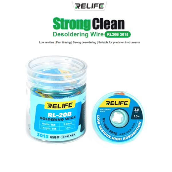 Relife Rl-20B 3015 3.0mm 1.5m Soldering Wick 5 Pcs Pack - Image 2