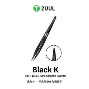 2uul tw32 black k flat tip esd safe ceramic tweezers