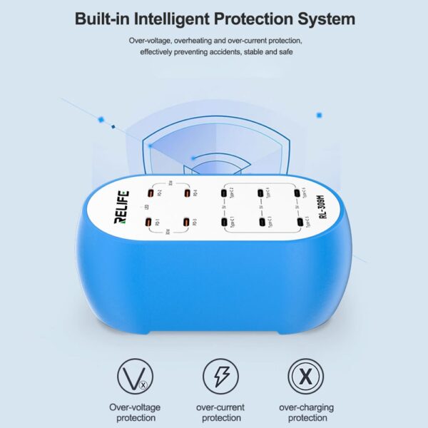 Relife Rl-309M 72w Type-C 10-Port Smart Charger - Image 6
