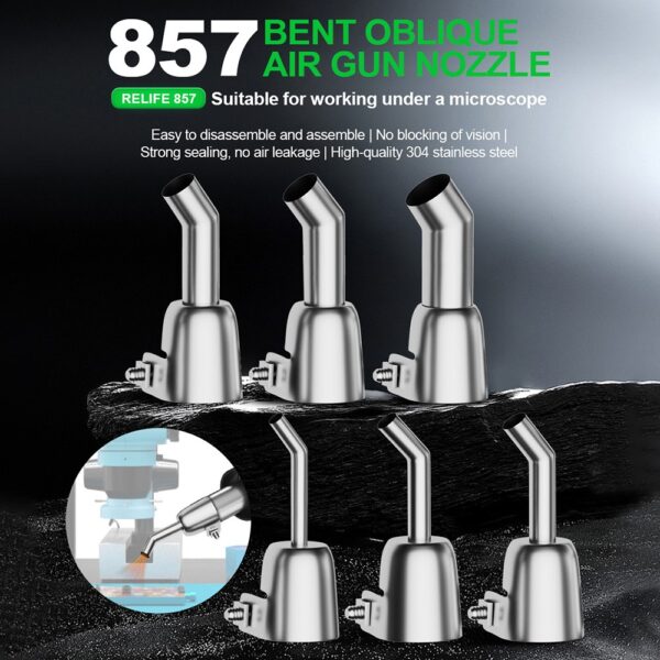 RELIFE 857 Series 6mm 45 Degree Oblique Stainless Steel Curved Hot Air Gun Nozzle - Image 2