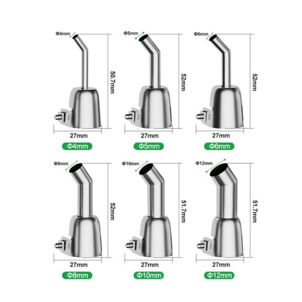 RELIFE 857 Series 10mm 45 Degree Oblique Stainless Steel Curved Hot Air Gun Nozzle - Image 6