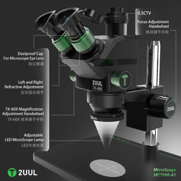 2uul mc7060 a1 7 60x trinocular microscope