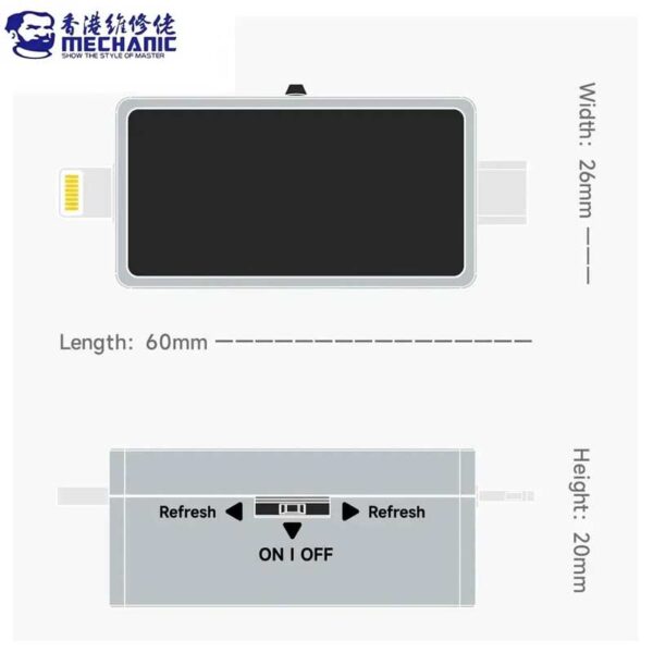 MECHANIC T-824 TYPE-C TO LIGHTNING HIGH PRECISION DIGITAL DISPLAY TAIL INSERTION TESTER - Image 4