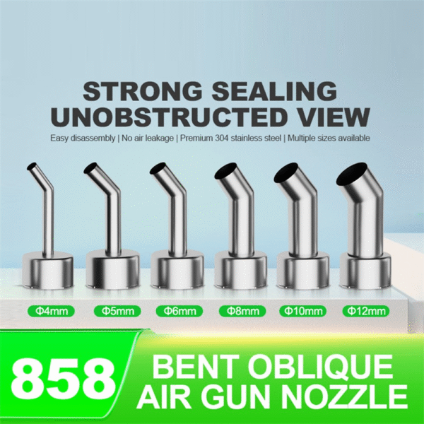 RELIFE 858 Series 10mm 45 Degree Oblique Stainless Steel Curved Hot Air Gun Nozzle - Image 6