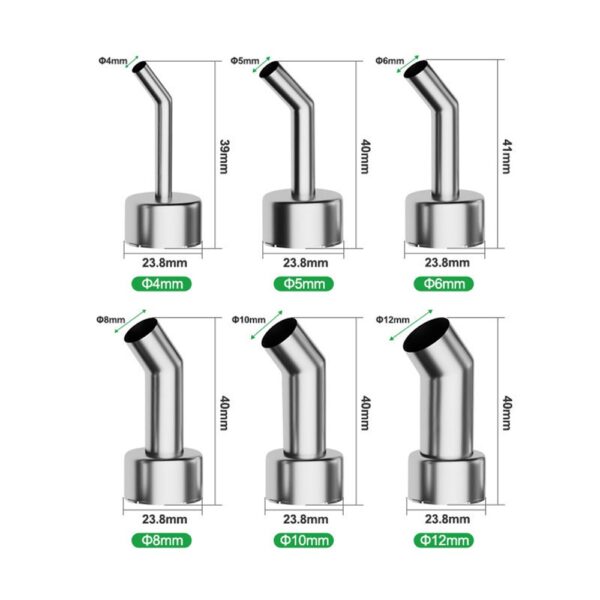 RELIFE 858 Series 4mm 45 Degree Oblique Stainless Steel Curved Hot Air Gun Nozzle - Image 6