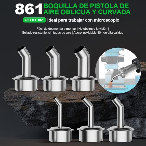 RELIFE 861 Series 5mm 45 Degree Oblique Stainless Steel Curved Hot Air Gun Nozzle - Image 4