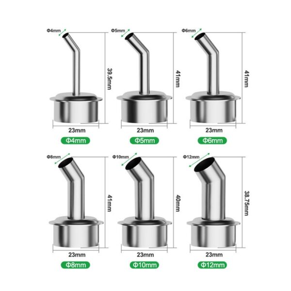 RELIFE 858 Series 8mm 45 Degree Oblique Stainless Steel Curved Hot Air Gun Nozzle - Image 5