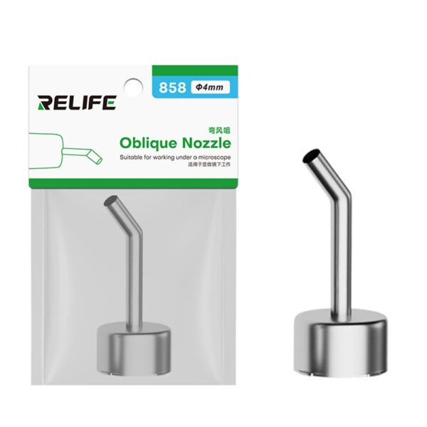 RELIFE 858 Series 4mm 45 Degree Oblique Stainless Steel Curved Hot Air Gun Nozzle