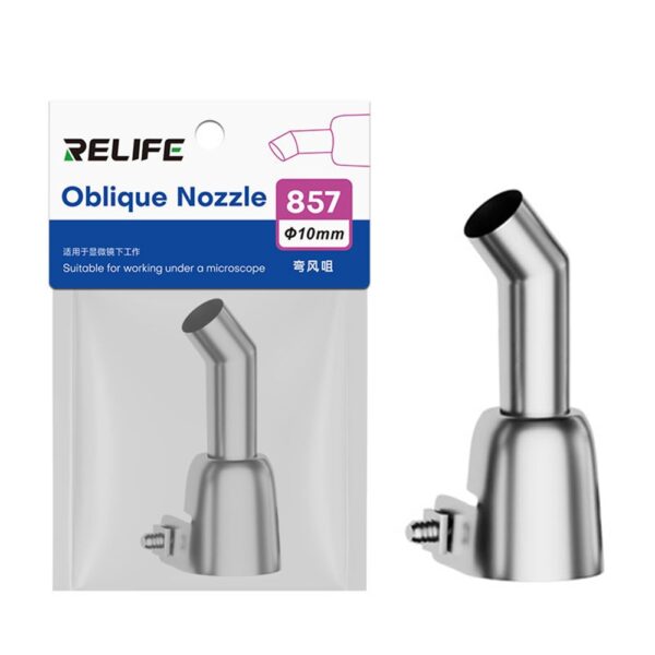 RELIFE 857 Series 10mm 45 Degree Oblique Stainless Steel Curved Hot Air Gun Nozzle