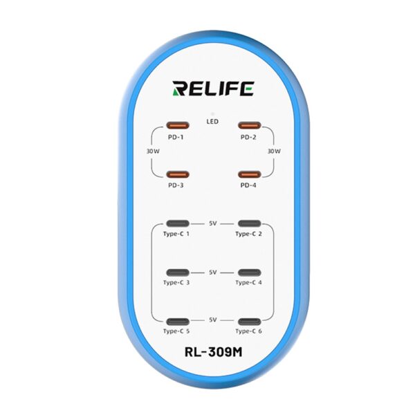 Relife Rl-309M 72w Type-C 10-Port Smart Charger
