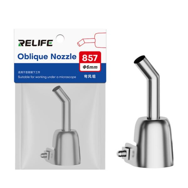 RELIFE 857 Series 6mm 45 Degree Oblique Stainless Steel Curved Hot Air Gun Nozzle