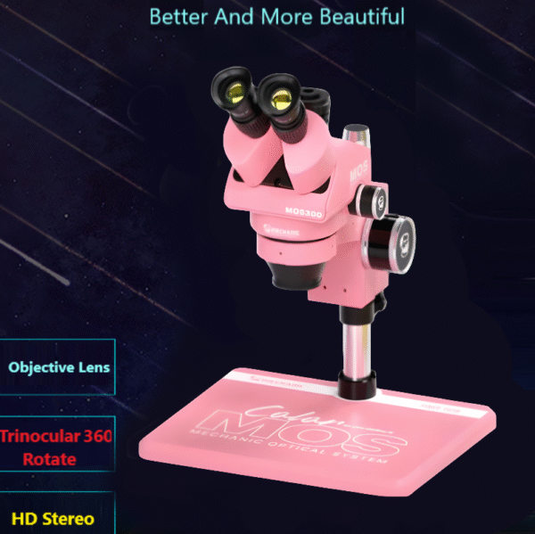 mechanic mos300 b11 microscope (pink) with 0.5x lence
