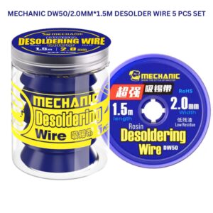 mechanic dw50 2.0mm*1.5m desolder wire 5 pcs set for mobile pcb board repair