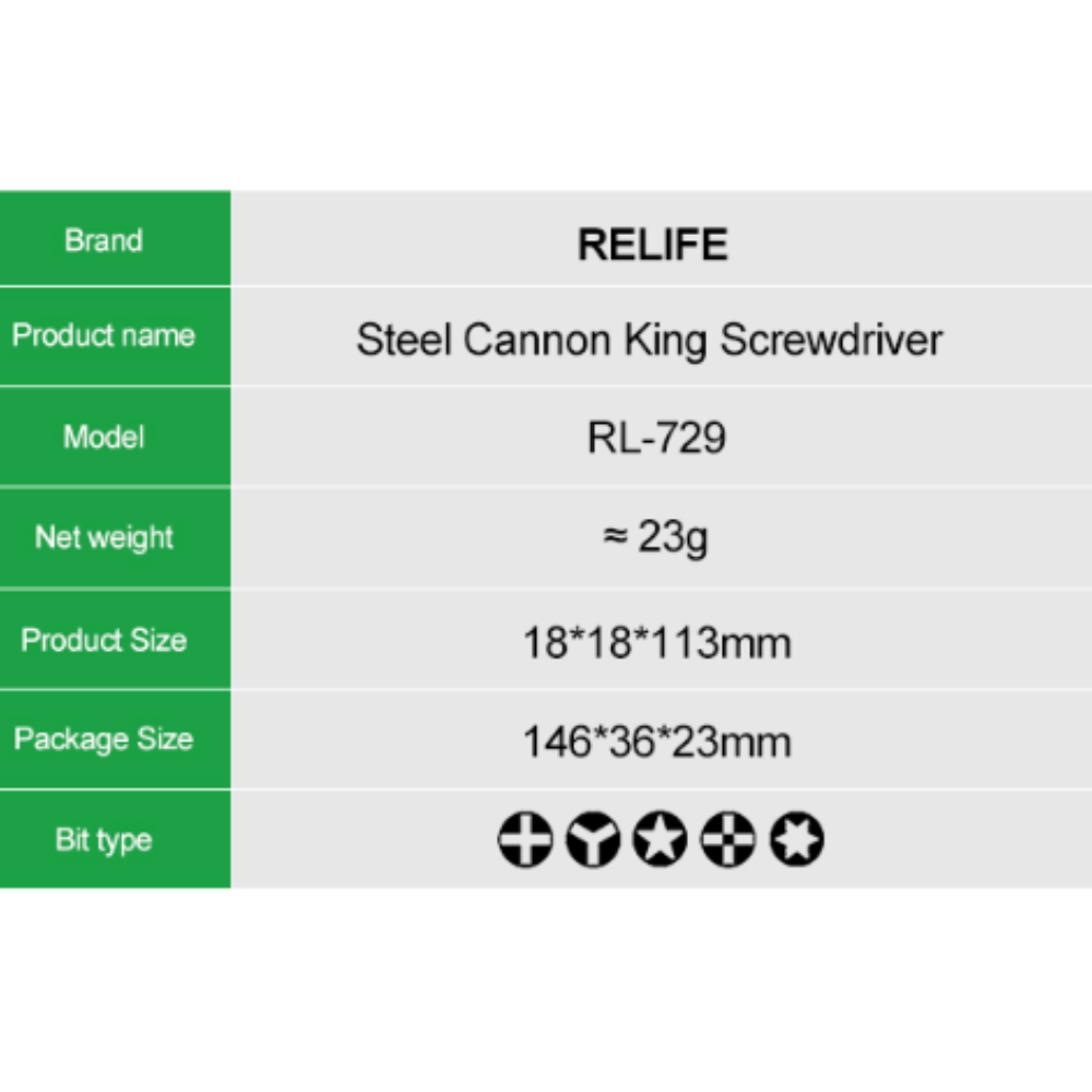 relife rl 729 +1.5 screwdriver relife rl 729 +1.5 screwdriver