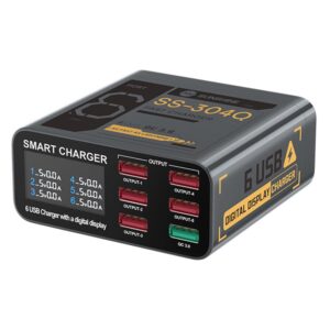 sunshine ss 304q black 6 port usb charger